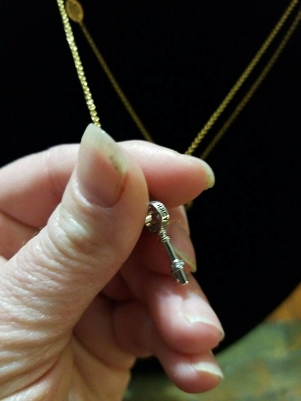 Juicy Couture Silver Double Strand Heart & Crystal Key Charm Necklace - Picture 4 of 10